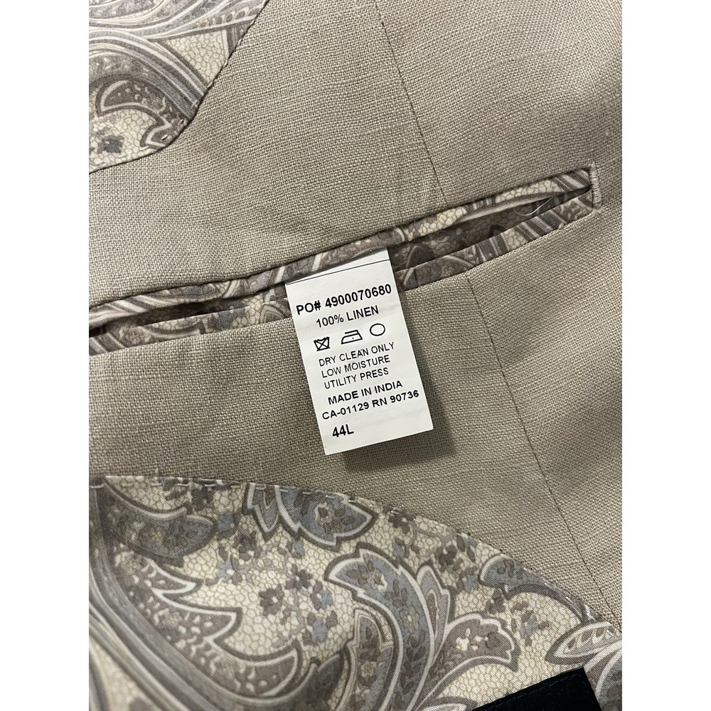 Lauren Ralph Lauren Mens Blazer 44L Tan 100% Linen 2 Button Jacket Coastal Prep - Picture 3 of 9